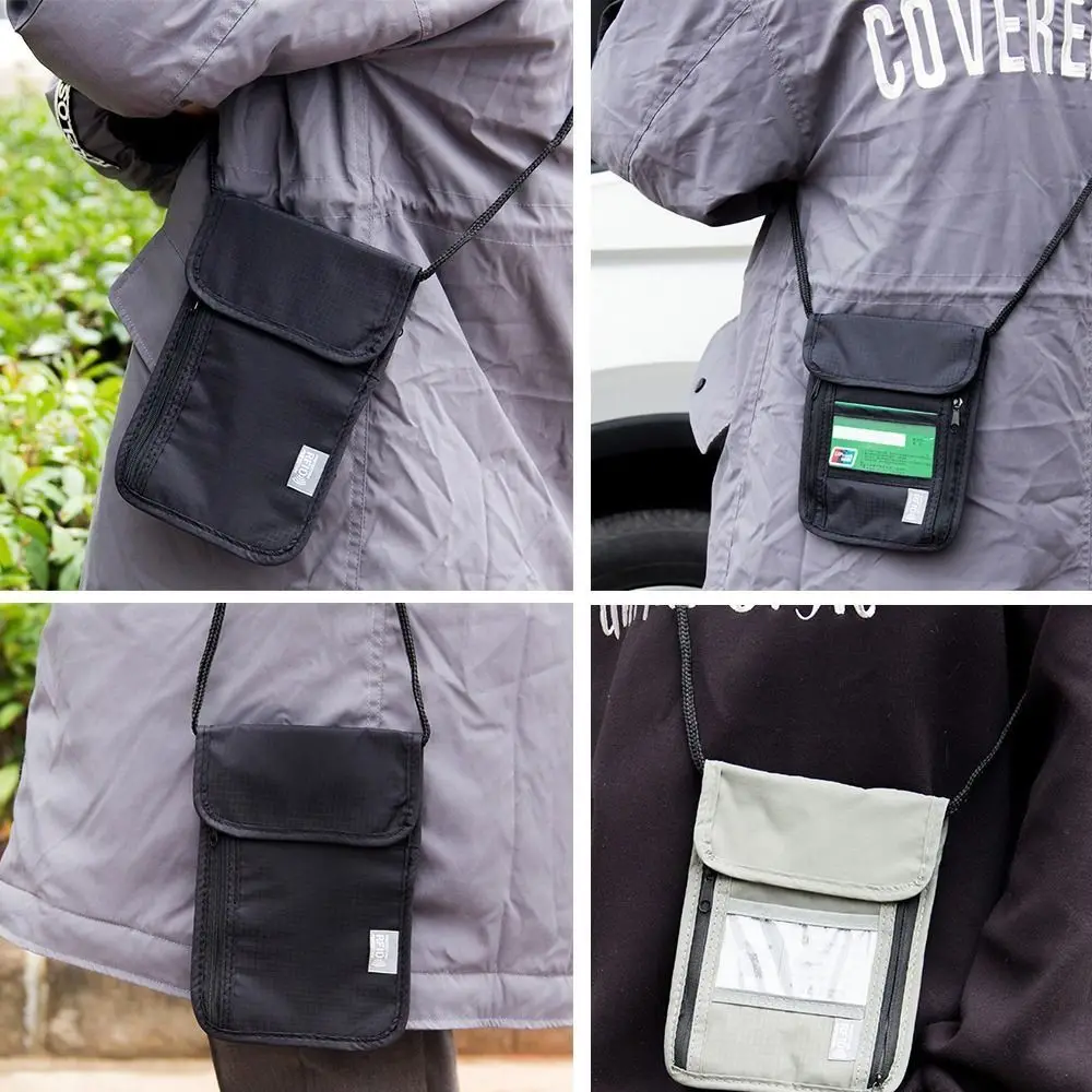 Portable Nylon RFID Passport ID Bag Waterproof Multi-Functional Document Pouch Neck Wallet Travel