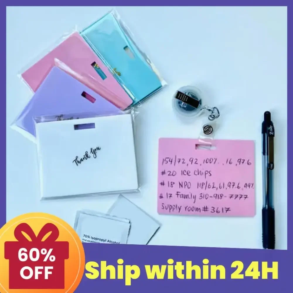 Reusable Silicone Badge  Ballpoint Pen Write & Wipeable Notepad Wipe Adhesive Removable Label Notebook for Nurses School