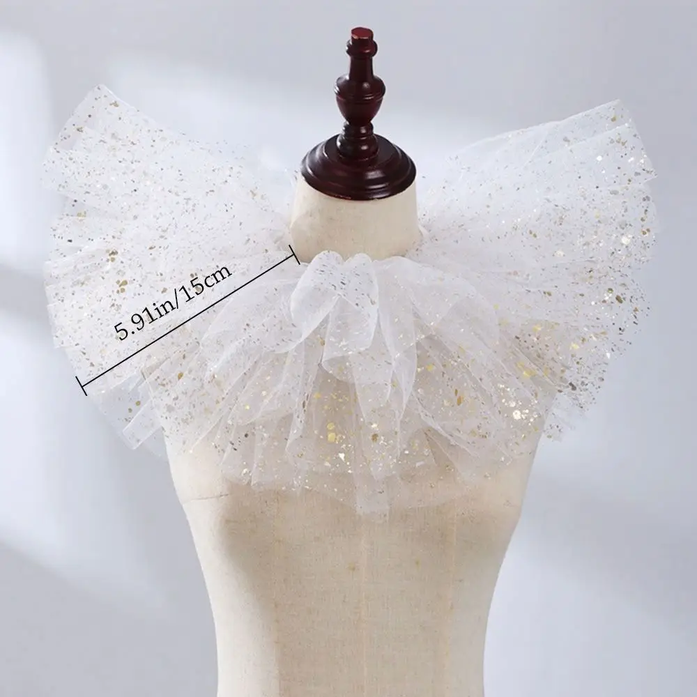 Fashion Fake Collar Victorian Detachable Jabot Collar Ruffled Lace Jabot Neck Collar Adults Stage Party Steampunk Accessory