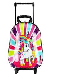 Valise à roulettes pour enfants, sac à dos à roulettes pour garçons et filles, valise de dessin animé pour enfants, bagage pour tout-petits, sac à roulettes scolaire