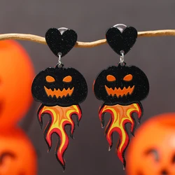 Amazon AliExpress Nowa dekoracja na Halloween Akrylowe drukowane dyniowe kolczyki z czaszką ducha i kolczyki do uszu