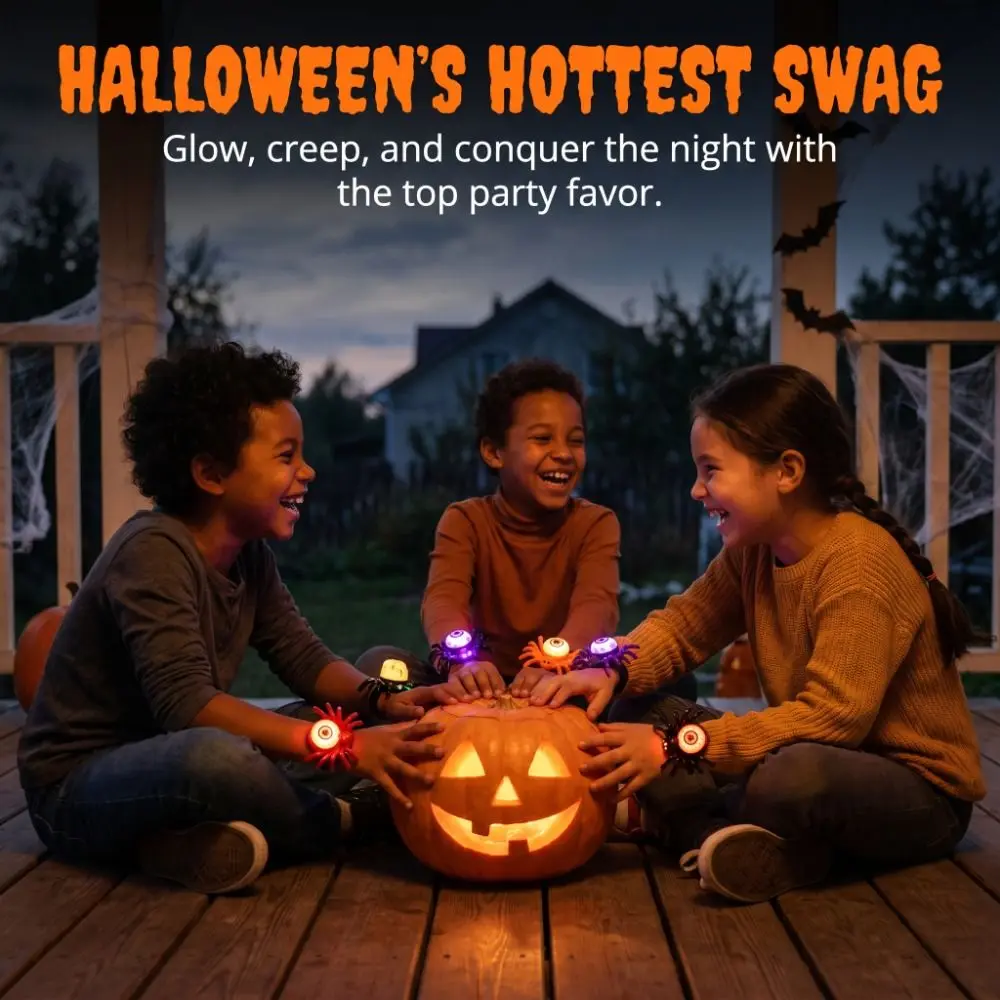 Creative Spiders Glowing Lamp Luminous Burst Eyes Halloween Spider Light Battery-Operated Decorative