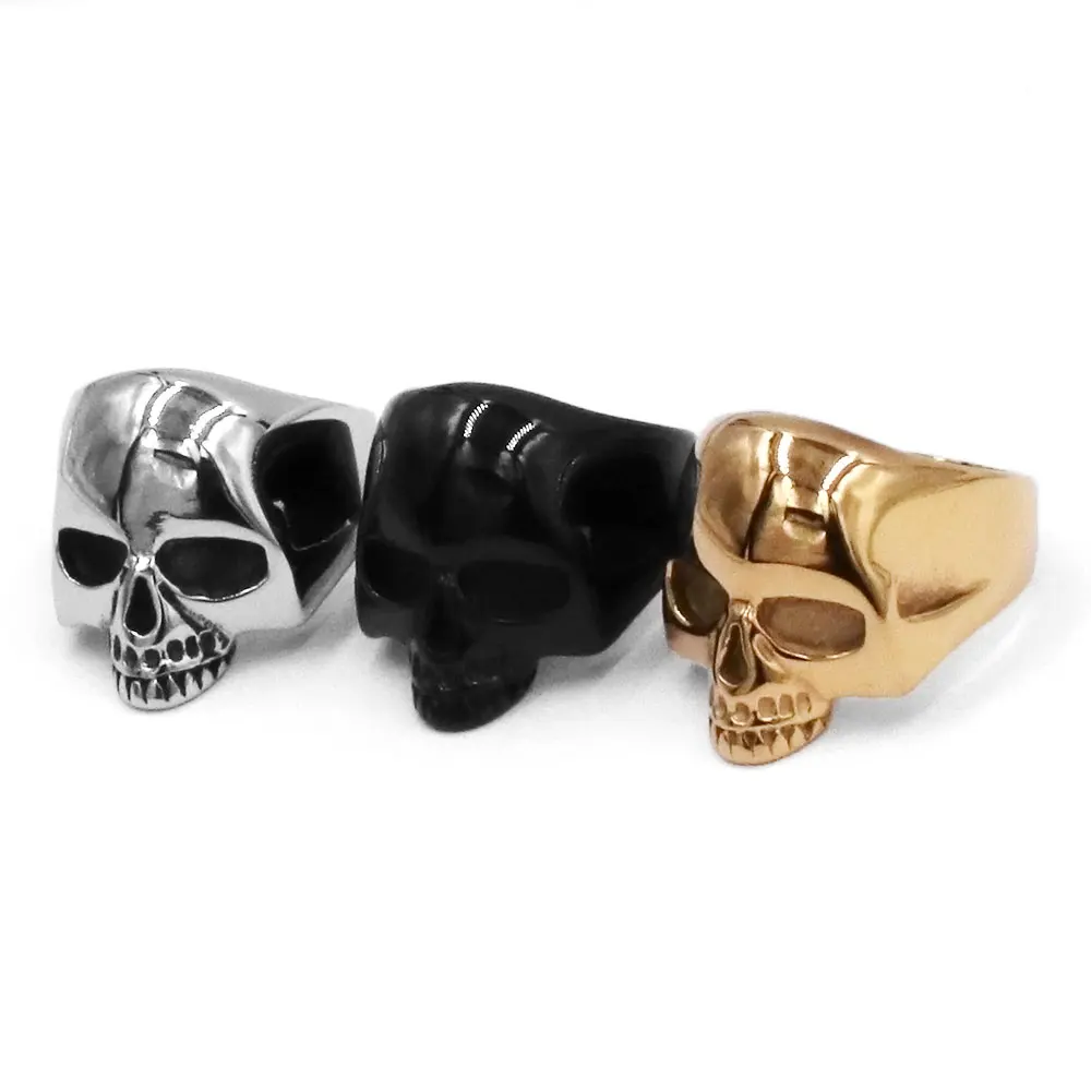 Classic Skull Biker Ring Stainless Steel Jewelry Mens Boys Gift Wholesale SWR0036A