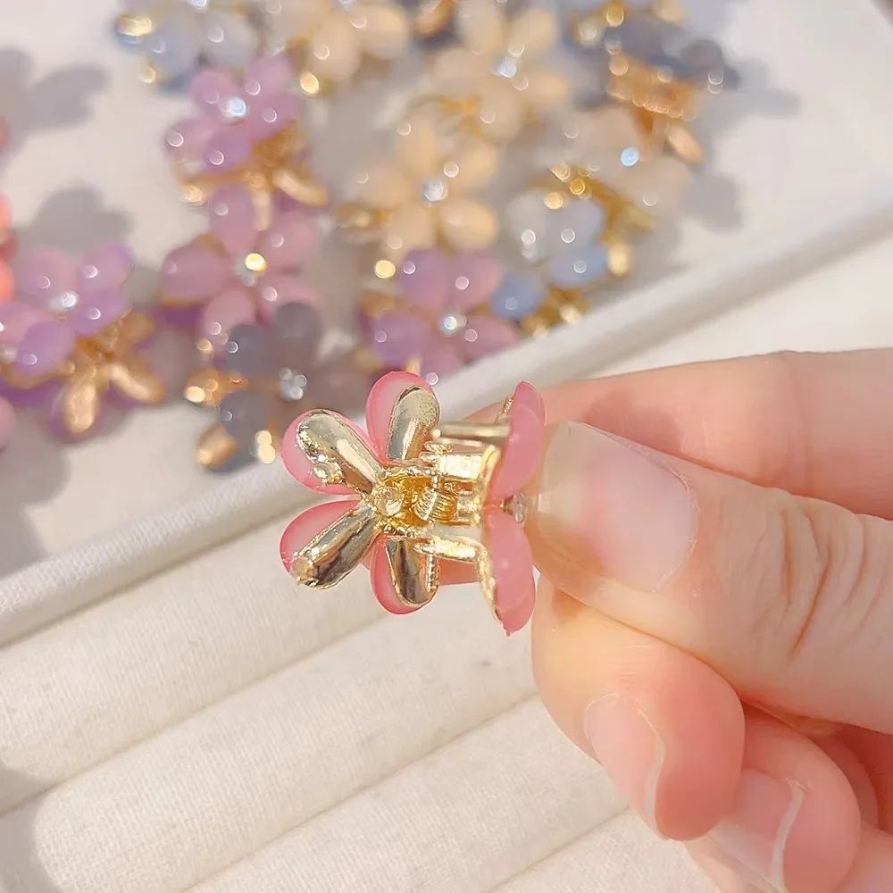 1/10 шт. Симпатичные мини-заколки для волос в виде камелии маленькие заколки для челки Кристальный цветок головной убор жемчужные заколки для волос конский хвост ювелирные изделия в подарок