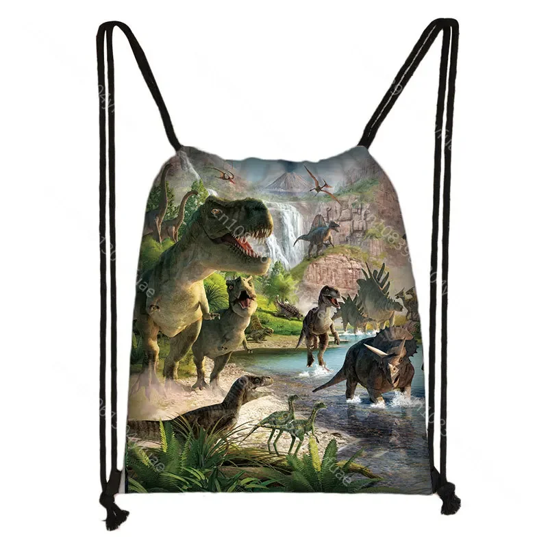 Ancient Reptiles animal dinosaur print drawstring bag women men travle bags teenager boys girls backpack party Canvas book bag