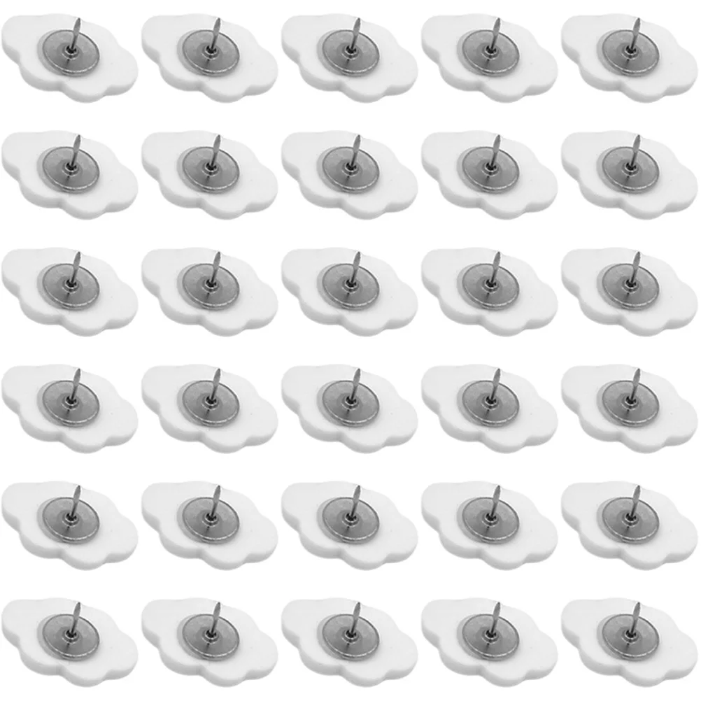 30 szt. Kremowo-białe ozdobne pinezki z żywicy w stylu kreskówkowym do tablic na zdjęcia, tablic ogłoszeń, mini szpilki