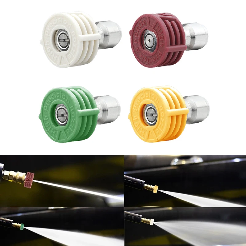 4pcsPressure Washer Tips Set of 4 Power Washer Nozzle Tips Multiple Degrees, 1/4 Inch Quick Connect Water Gun Nozzle Accessories