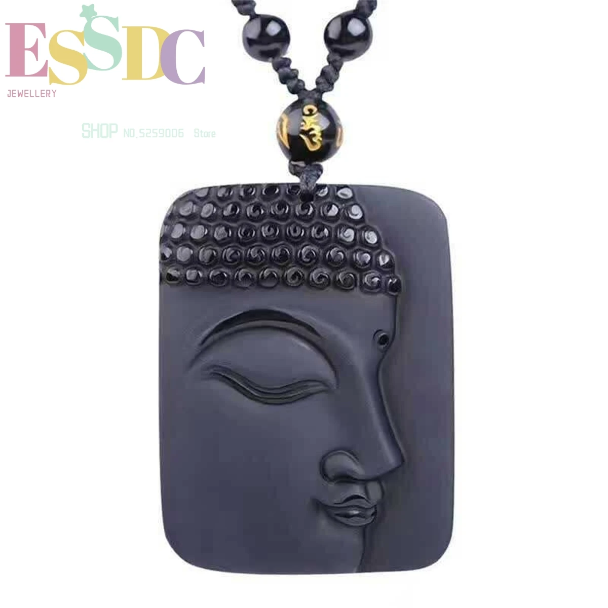 Natural Obsidian Stone Buddha Head Pendant Half Face Great Sun Buddha Necklace For Men  And Women Jewellery Gift  Amulet Charm