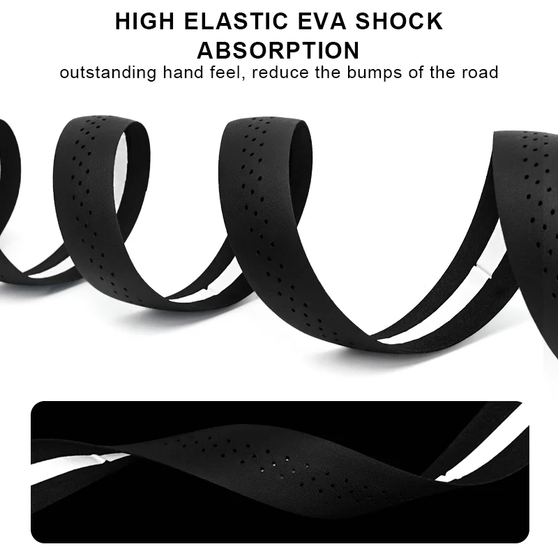 Bicycle Handlebar Tape With 2 Bar Plugs PU EVA High Tenacity Anti-Slip Shock Absorption Breathable Road Bike Fixed Gear Belts