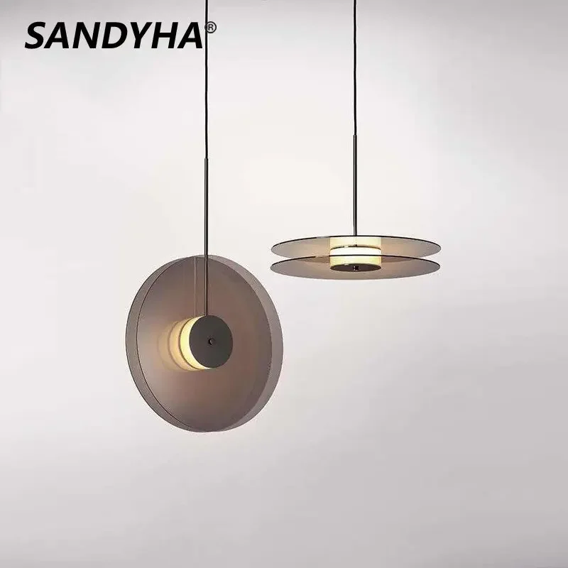 Modern Pendant Lights Circular Hanging Chandelier Glass Lamps for Living Room Bedroom Bedside Lamp Kitchen Island Led Lighting