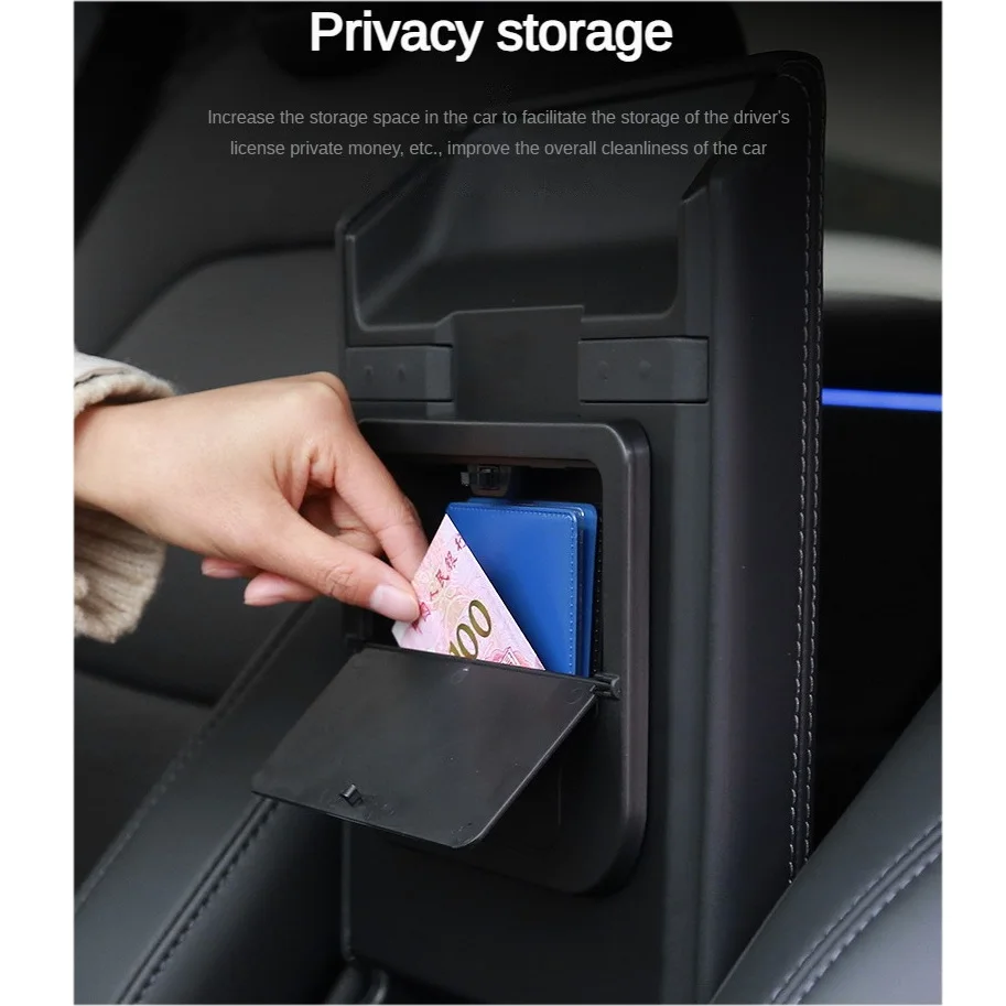 For New Tesla Model 3+ Highland 2024 Hidden Storage Box Press Armrest Box Stowing Tidying Privacy Storage Interior Accessories