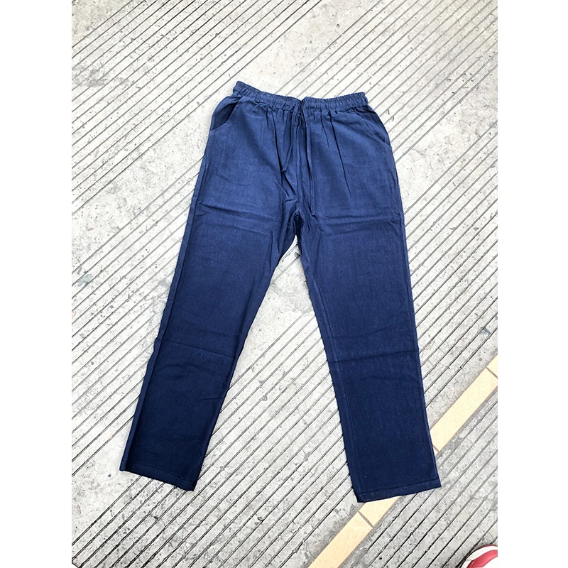 Classic Men Pants Thin Linen Trousers Special Price Fashion Straight Pant Drawstring Elasti Waist Casual Pants