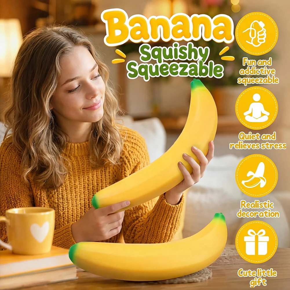 Big Mac Banana Squishies Toy,Kid Adult Relieves Stress Squeeze Toy,Perfect For Squeezing Twisting Stretching Fun,Sensory Toy
