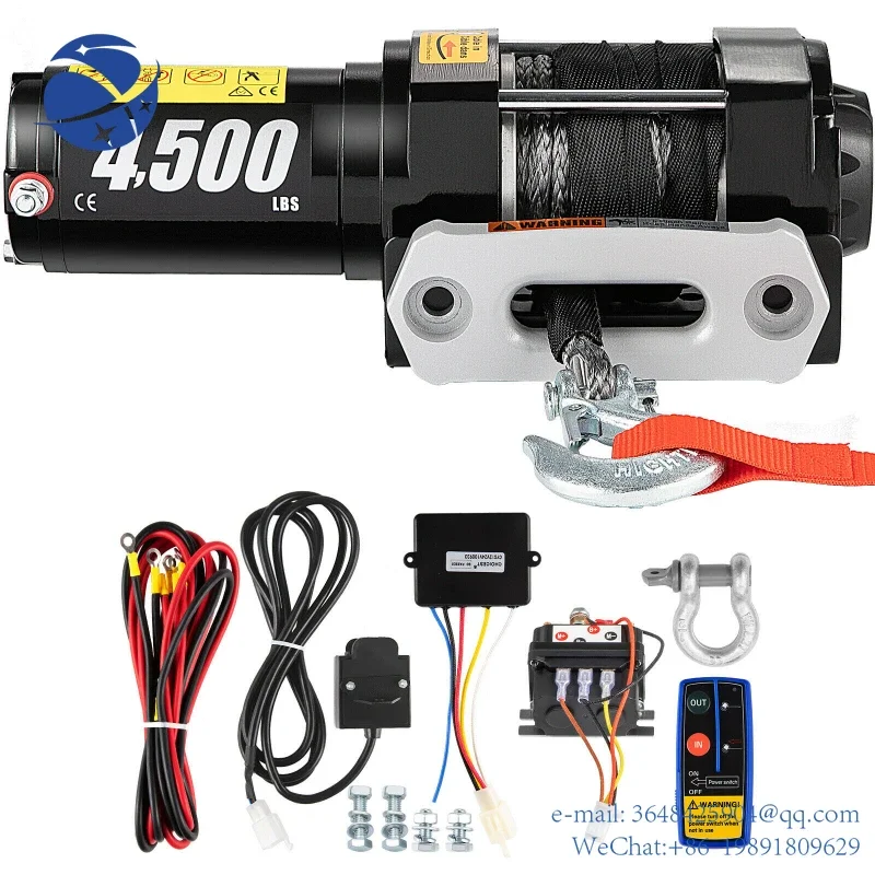 YYHC 4500LBS Electric Recovery Winch Truck ATV 12V Wireless Remote Control Synthetic Rope Winches