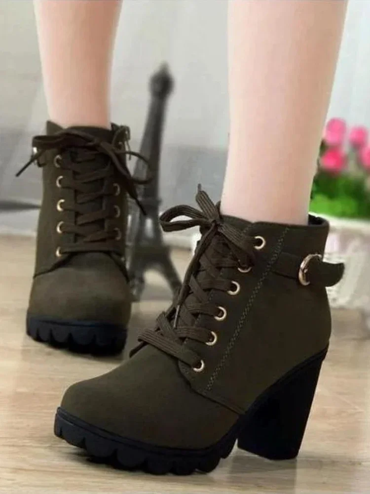 Women High Heeled Ankle Boots Ladies Autumn Winter Womens Shoes High Heels 8.5cm Female Boot Botas De Mujer Plus Size 2024