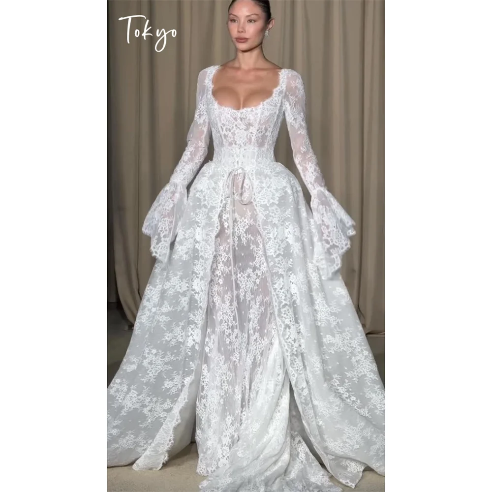 corset victorian wedding dress Tokyo Floral Lace Bell Sleeves Square Neck Waist Wedding Flare Sleeves Floor Length Bridal Gown medieval vintage style corset wedding dresses Price/Case)Dressing Sesame Ginger Classic WK52-ExclusionUS This Steampunk wedding dress COLOR:NAVY DAHLIA