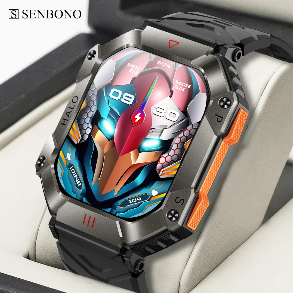 

SENBONO KR80 2023 Outdoor Sports Smartwatch Men Blue Tooth Call Compass Watch Barometer Waterproof Big Screen Men Smart Watch