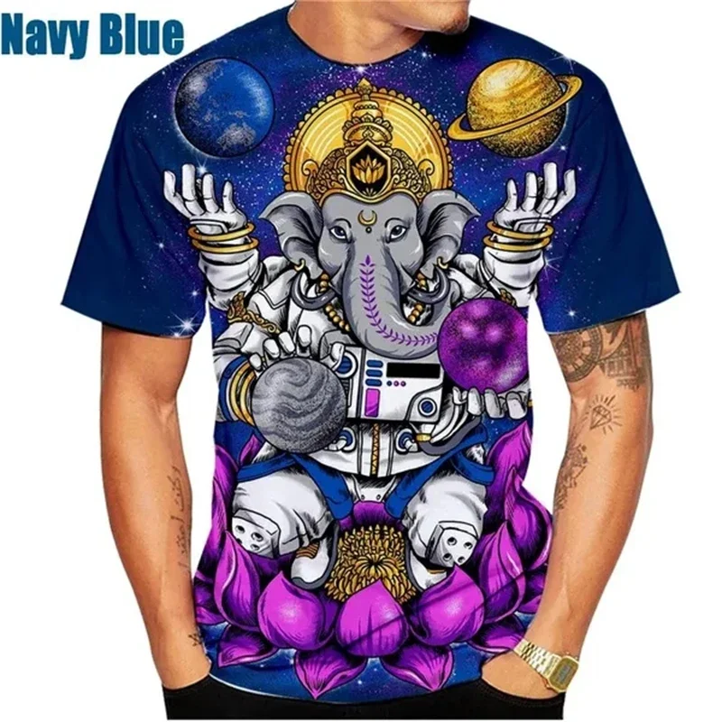 

God Of Wisdom Ganesha T Shirts 3D Printing Hindu Ganesha Tshirt Men And Womens Apparel Short Sleeve Breathable Streetwear Tops