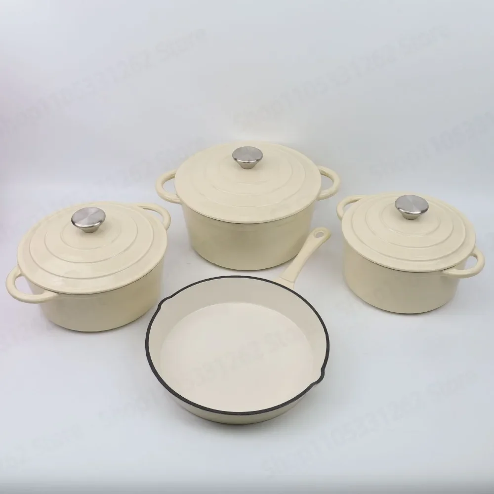 Classic Color Enamel Pot 4-piece Set Does Not Pick The Stove Induction Cooker Gas Universal