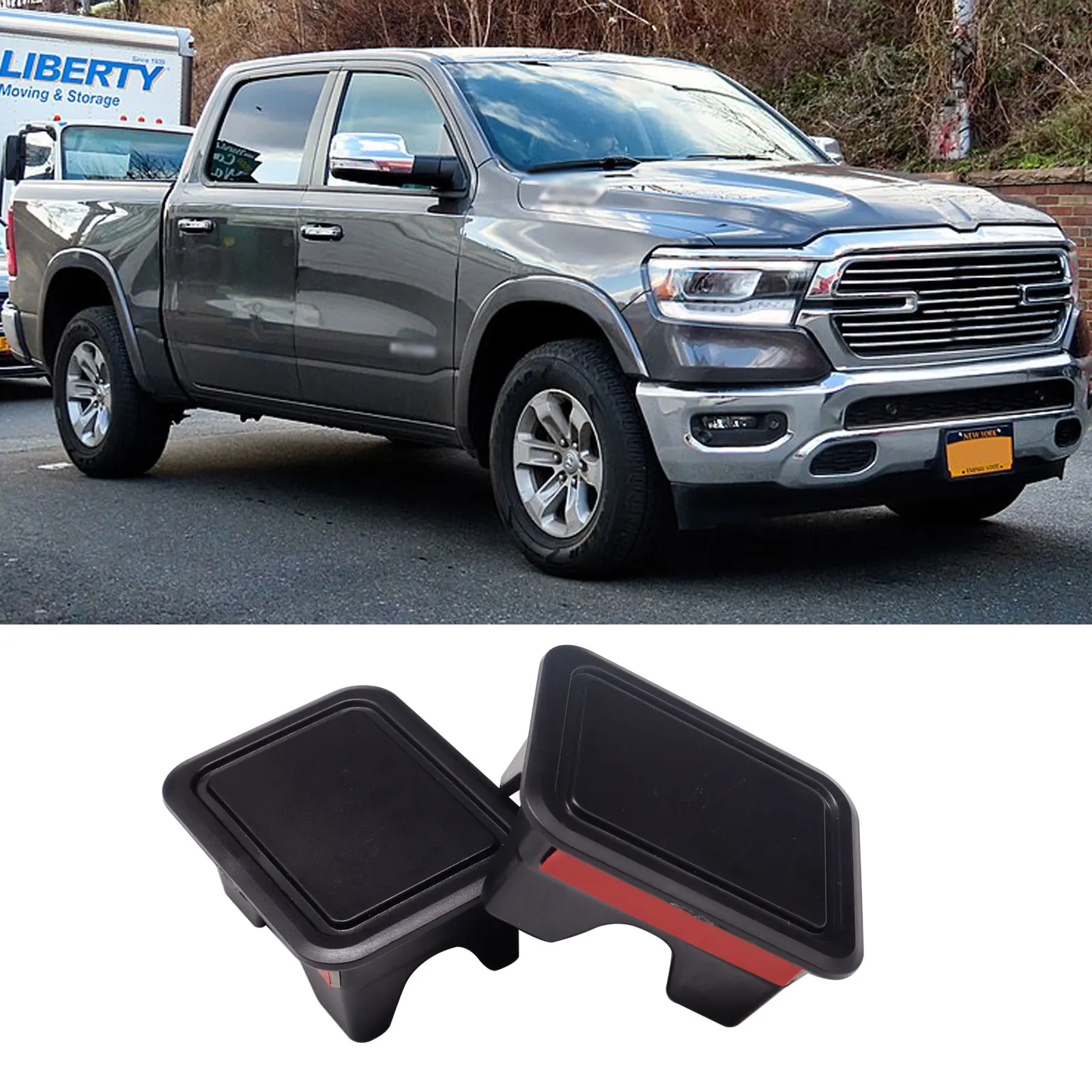 2pcs Car Trunk Rear Bed Rail Stake Pocket Covers Hole Plugs Caps Accessories for Dodge Ram 1500 2500 3500 2019-2023 Protective