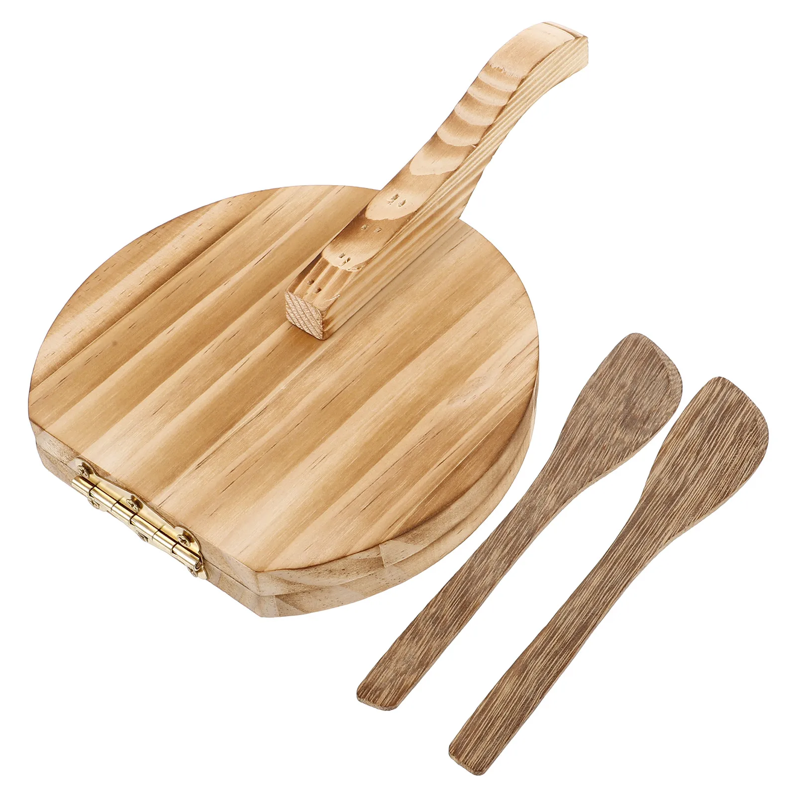 صانع زلابية، أداة ضغط العجين، مستديرة، خشبية بنية اللون، أدوات خبز صحية وآمنة ولا طعم لها، مستلزمات بار المطبخ