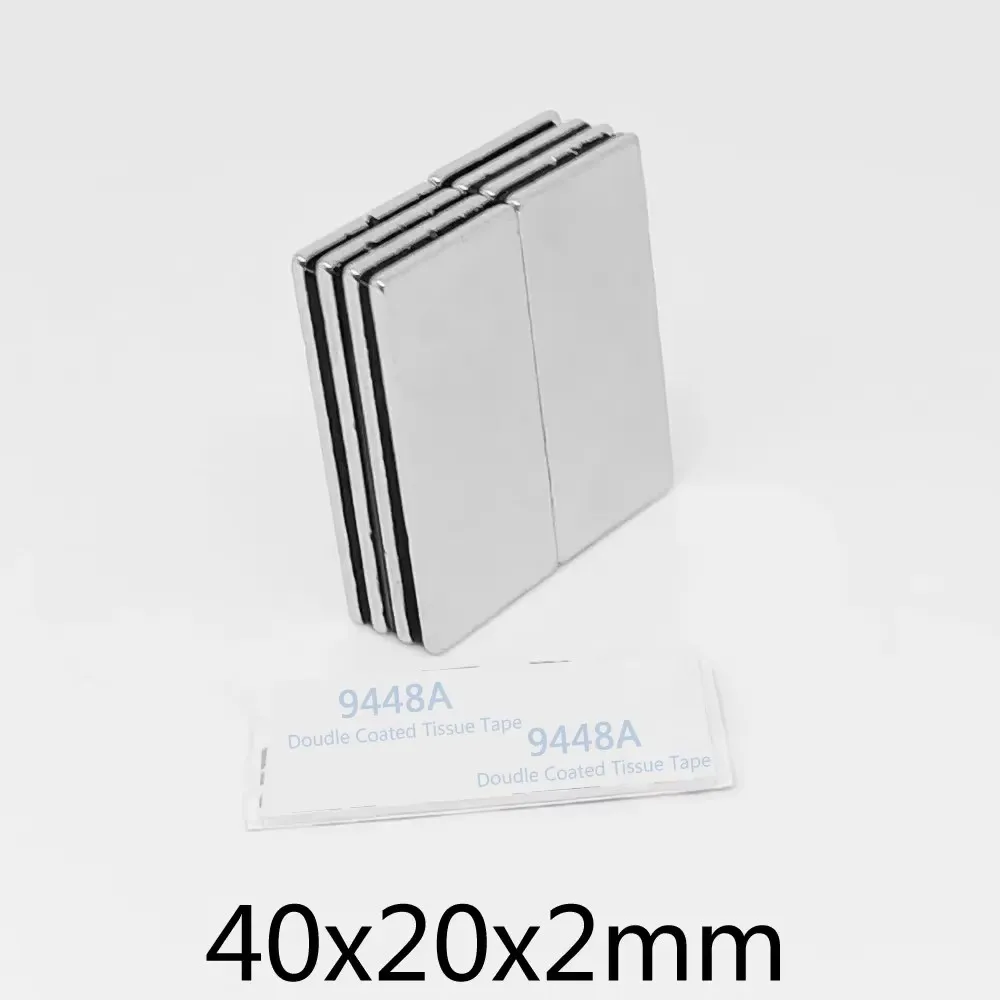 40x20x2mm Block Strong Powerful Magnets With Self - Adhesive Tape 40*20*2 Long Neodymium Magnet Sheet 20x10x2 20x10x1 30*10*1