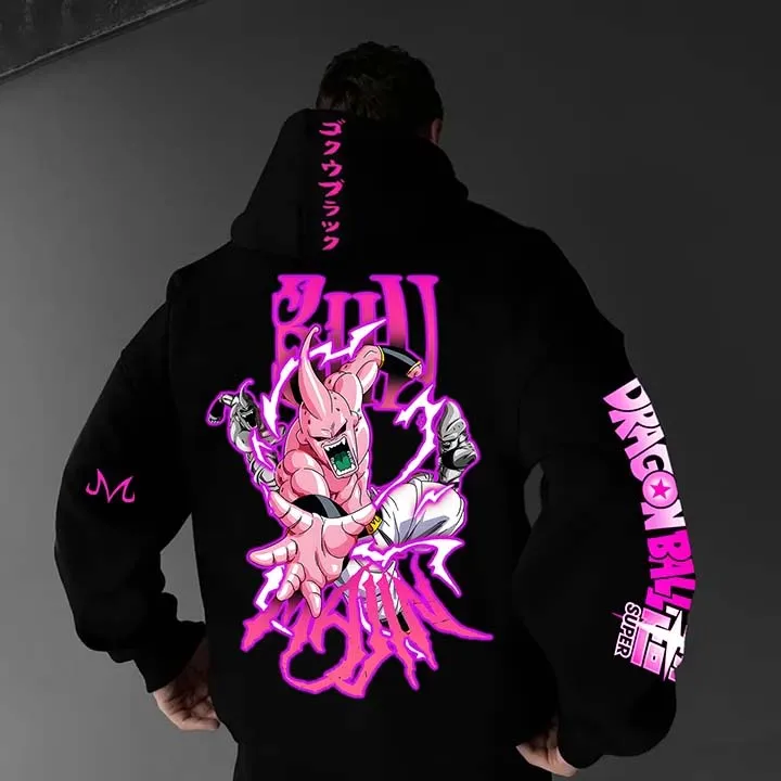 Bandai Asli Resmi Dragon Ball Animasi Dragon Printing Sweater Hoodie Pria Ukuran Besar Kasual Outdoor Longgar