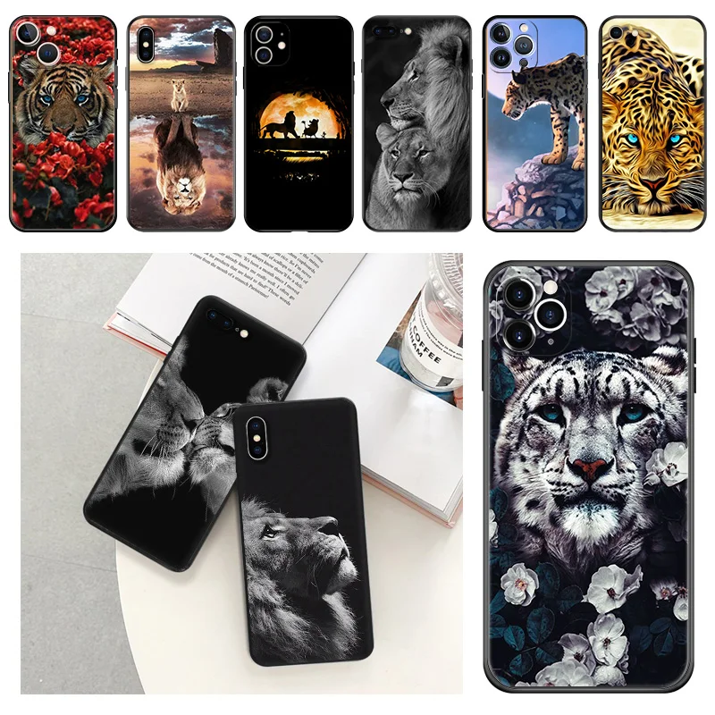 Phone Case For iphone 13 Pro Max 7 8 6 6S 15 14 Plus SE 12 11 XS X XR Mini Lion King Flower Tiger Soft Camera Protective Cover