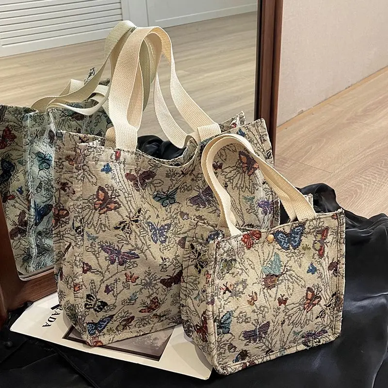 Large Capacity Shoulder Bag Female New Style Ins Vintage Canvas Bag High Appearance Level Tote Bag Go To Class Commuting