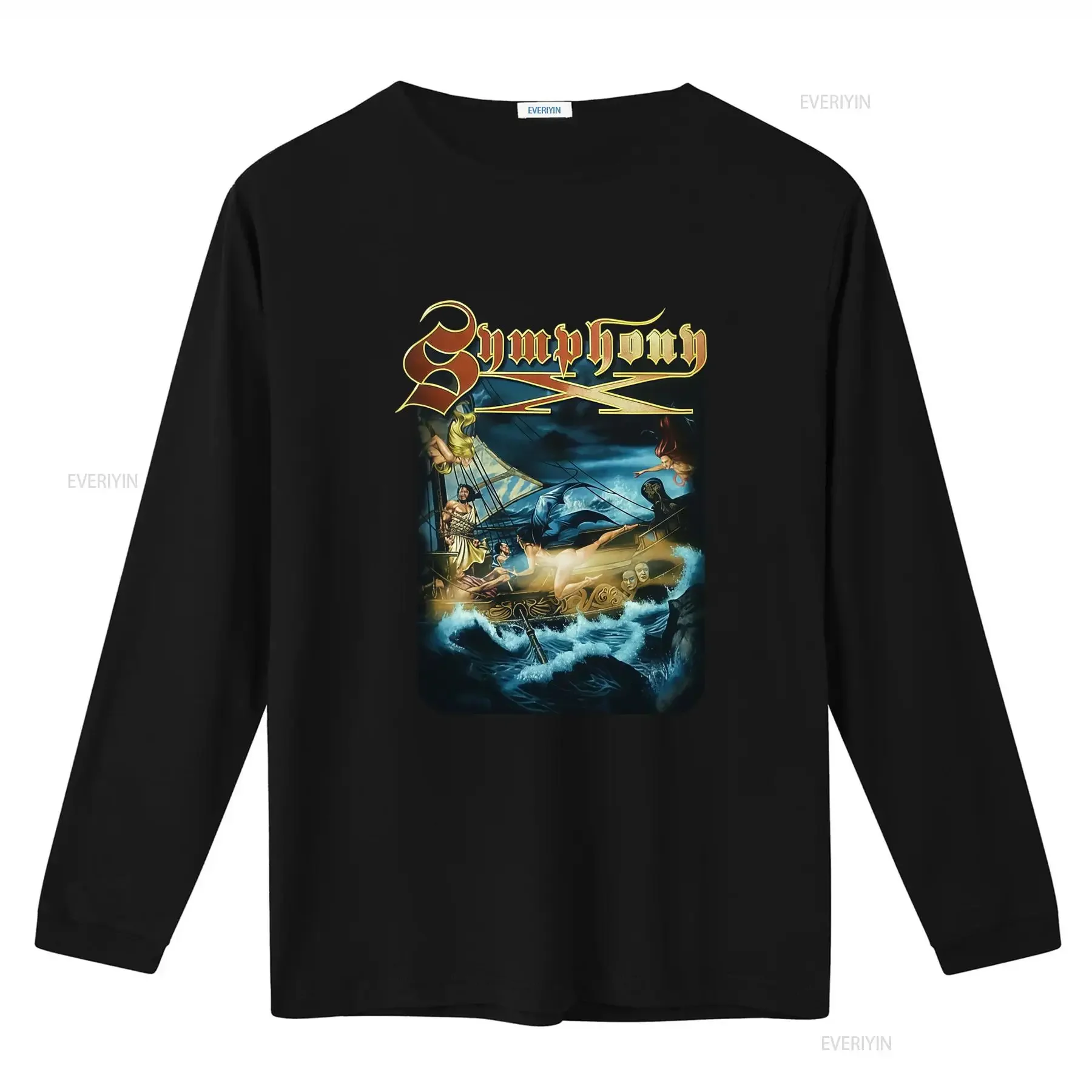 Symphony X Band Cotton Black Full Size T Shirt for Fans Mythical Ship Sirens Design vintage Washed Slightly Breathable