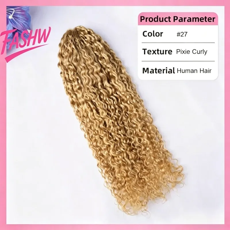 # 27 Extensions de cheveux au crochet Pixie Curly Miracle Knots 1PC/100g 100% Cheveux Humains Boucles Douces et Volumineuses pour Coiffures DIY Faits Main
