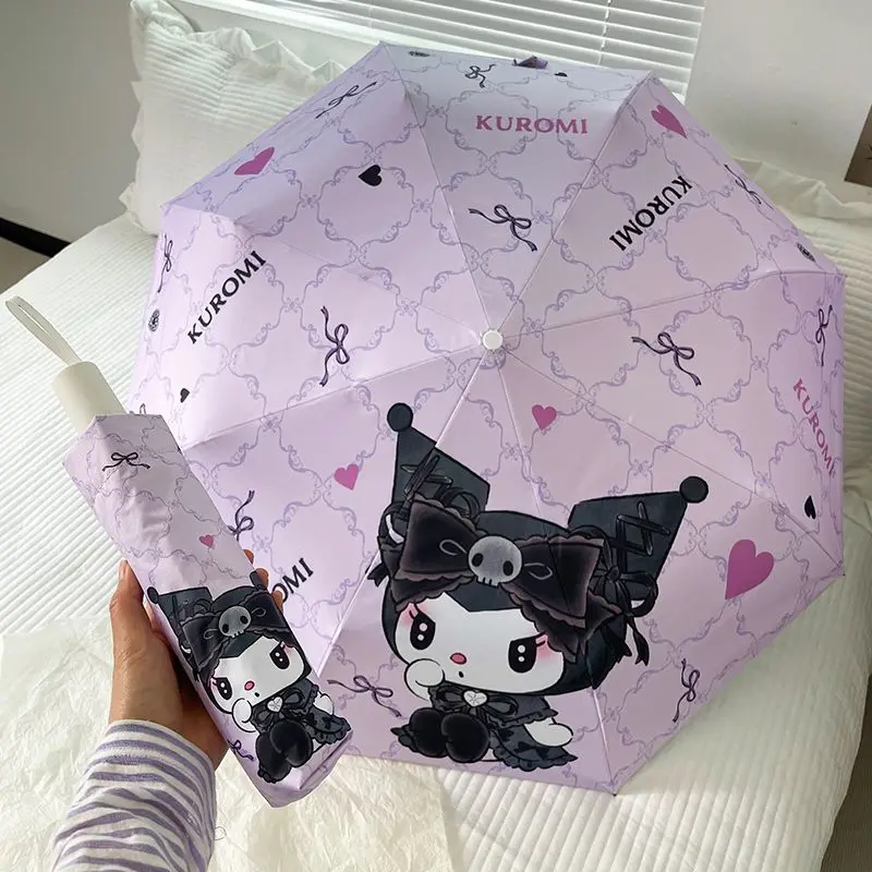 New Sanrio Kawaii Kuromi Umbrella Safety Automatic Adult Cartoon Anime Sweet Cute Sunscreen Protection Durable Gift for Girls