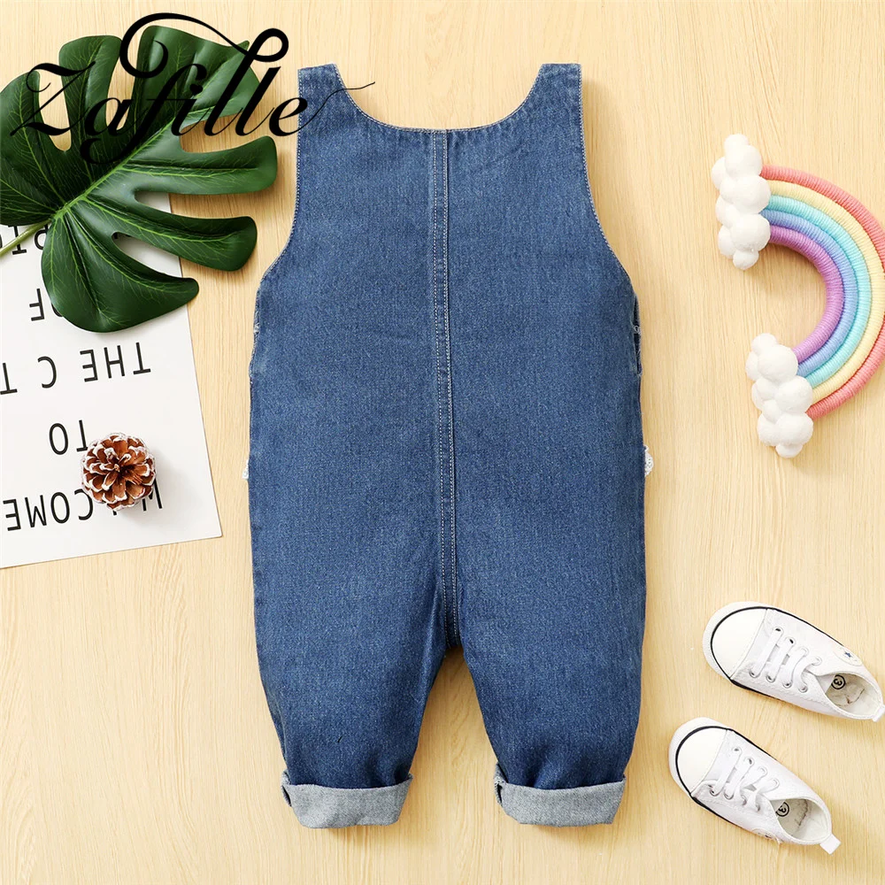 ZAFILLE Denim Strap Jumpsuit For Kids Boys Clothing 2022 Fashion Toddler Baby Clothes Girls Overalls Solid Children's Outfits