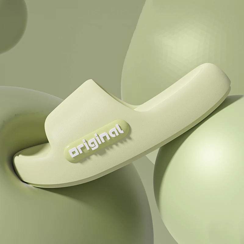 Thick Platform Pillow Slippers Women 2025 Summer Soft Sole Eva Cloud Slippers Woman Letter Print Non Slip Indoor House Shoes