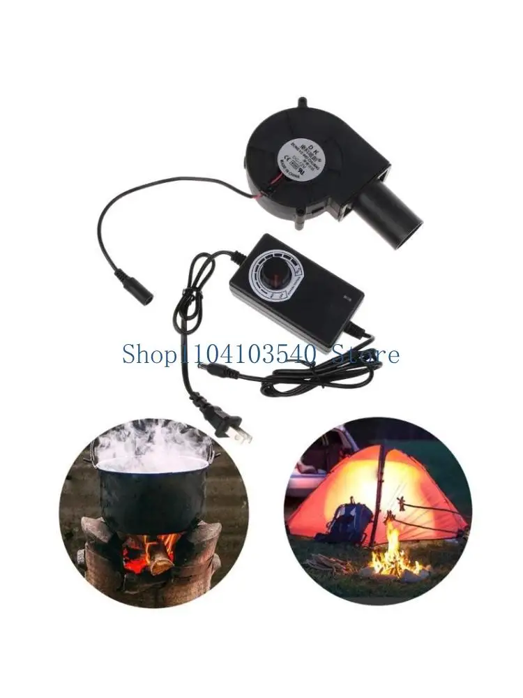 

02DC BBQ Fan Cooking Camping Blower Charcoal Starter 12V 2A Stove Fans High Air Volume Adjustable Speed 5500RPM
