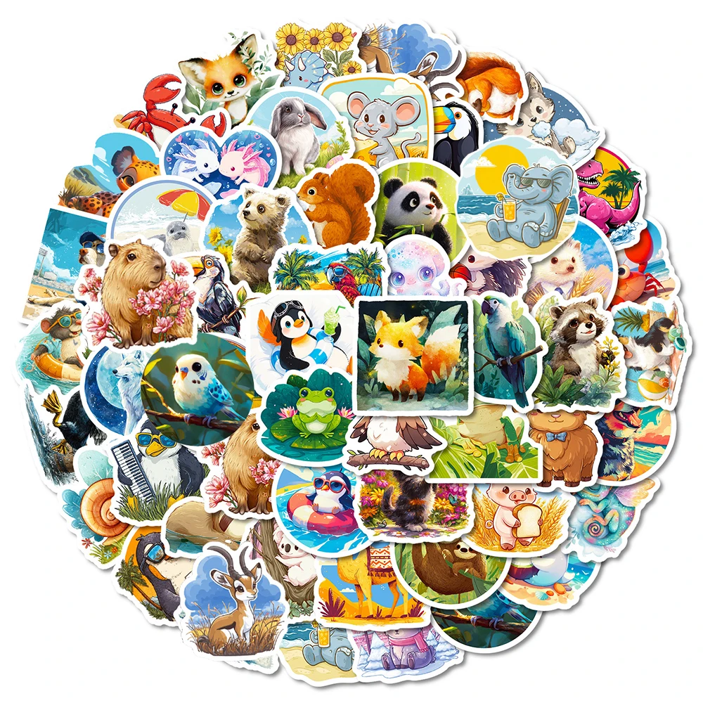 

10/30/56pcs Kawaii Cartoon Animal World Stickers Cute Panda Duck Graffiti Decals Suitcase Stationery Phone Sticker for Kids Toy