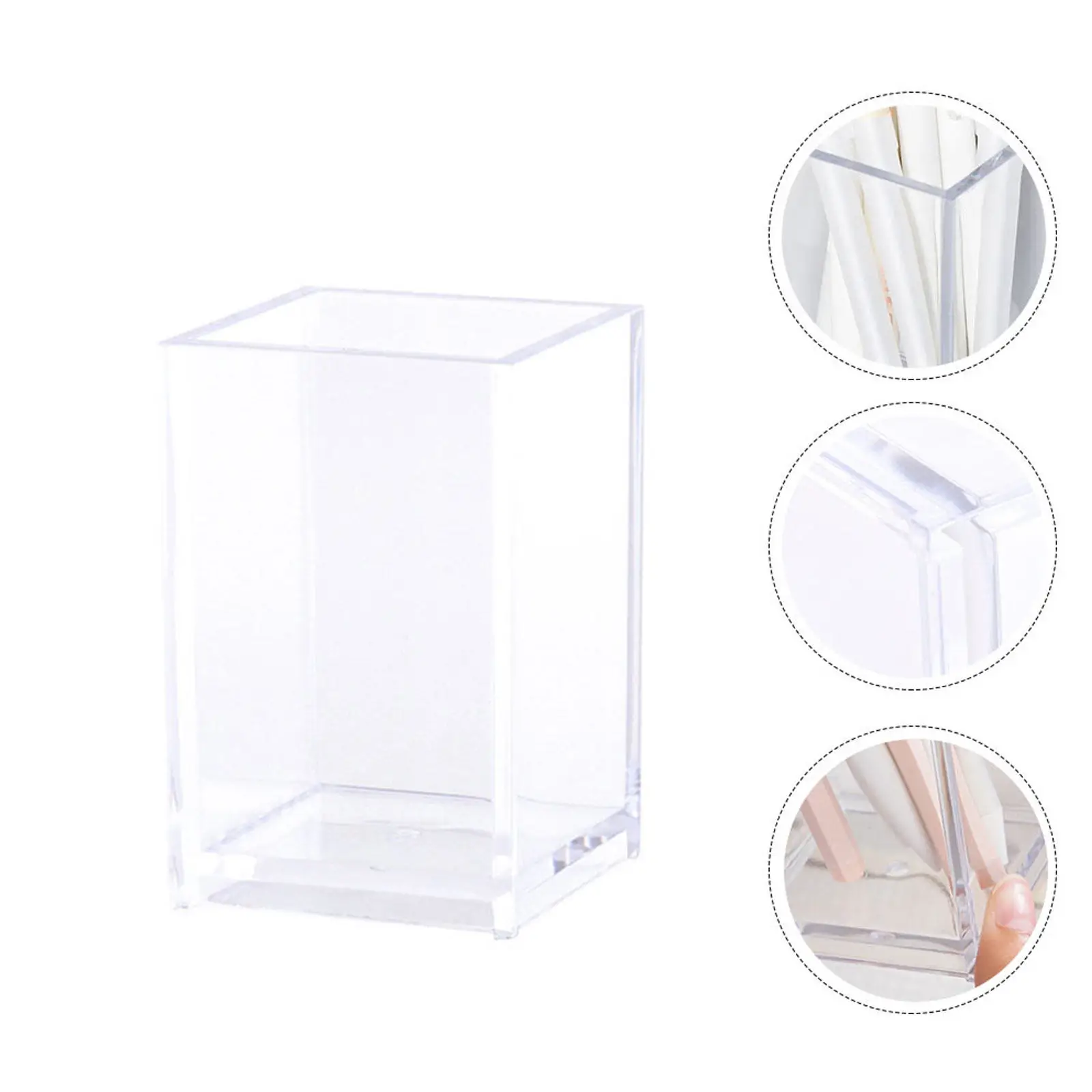 1Pcs Transparent Square Desktop Storage Box for Makeup Brushes Lipsticks Eyebrow Pencils Organizer Desktop Storage Case