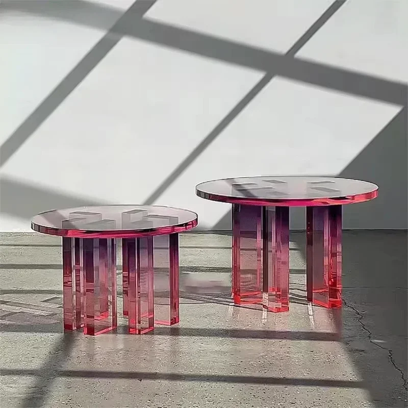 

Rainbow Round Table Transparent Acrylic Table Modern Luxury Home Decoration Furniture Sofa Corner Table