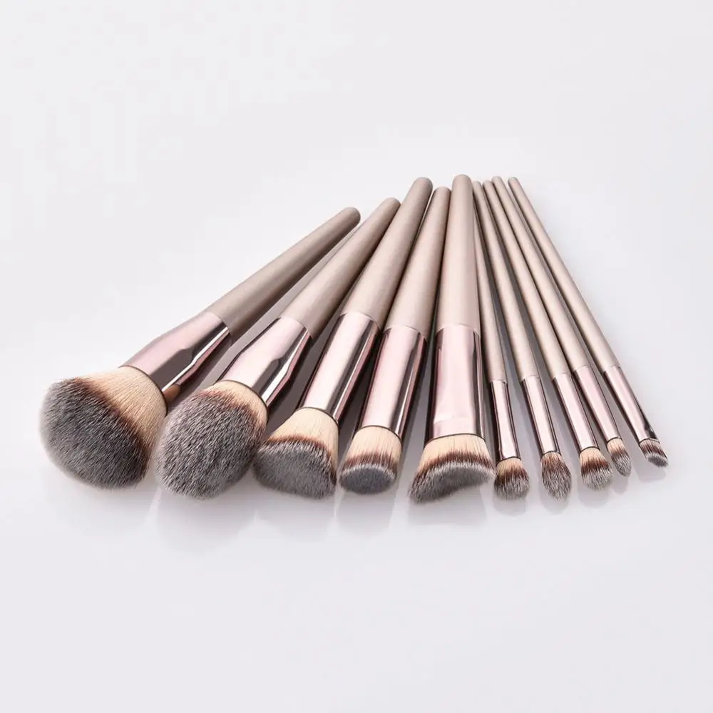 1Pc Champagne Gold Handle Eyebrow Foundation Powder Flame Makeup Brush Portable кисти для макияжа