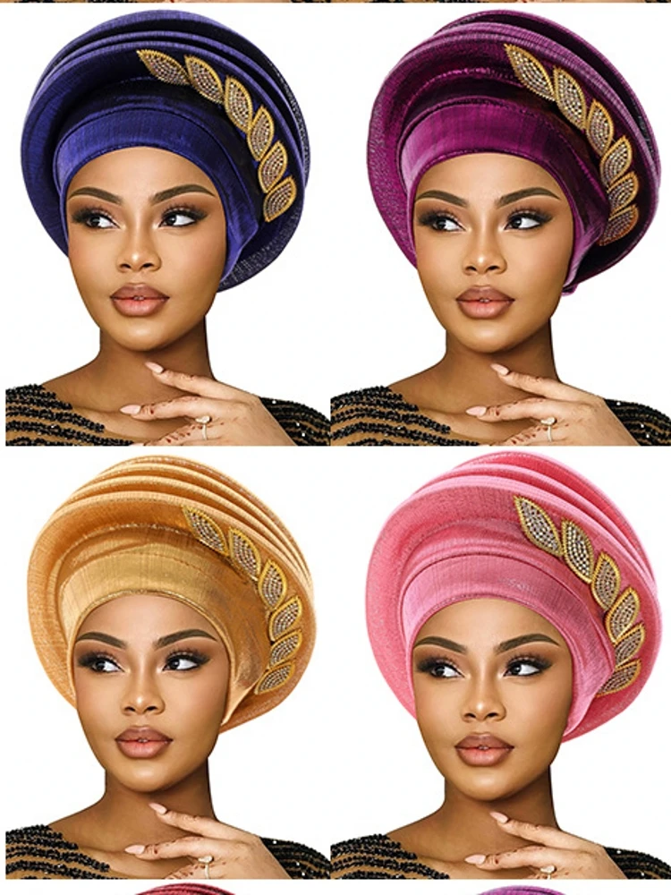 

2026 Новый африканский тюрбан на голову, нигерия, авто геле, повязки на голову, женский тюрбан с автогелем, свадебные гелевые мусульманские повязки на голову, капот
