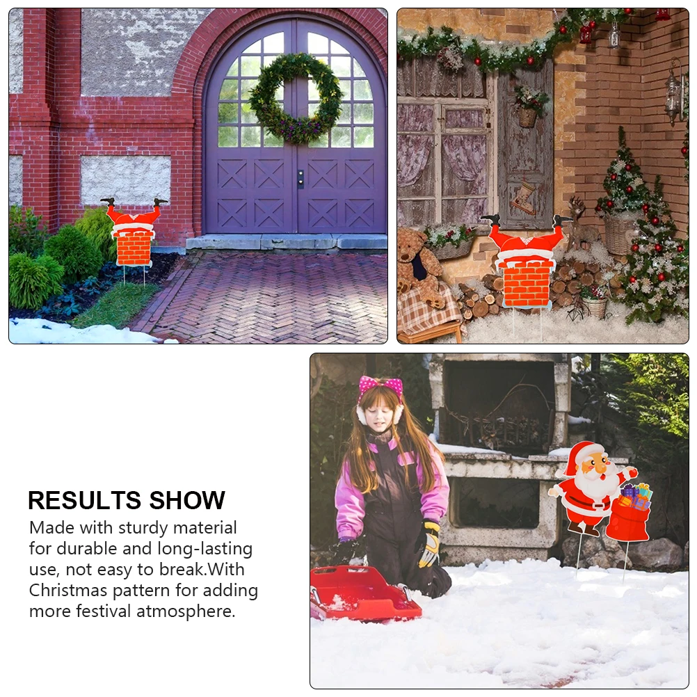 

5 Pcs Christmas Stakes Decor Garden Card Lawn Signs Holiday Plastic Outdoor Yard