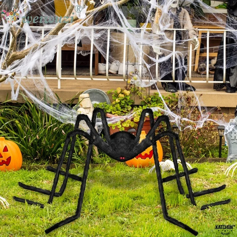 Halloween Realistic Big Spider Prop Props for Indoor Outdoor Bar Yard Haunted House Masquerade Spooky Web Scene Party Decor