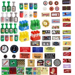 DIY City Figures Parts Food Milk Wine Drink Bottle Building Block Mini Printed Bricks 95228 Supermarket Miniature Friends Toys