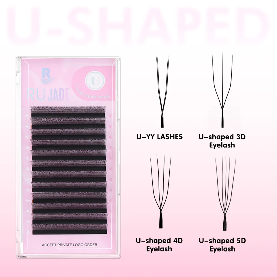 RUJADE U-Shaped Fluffy 5D Lashes Extensions Natural Soft Lightweight YY 3D 4D Brazilian Cilios Mink False Eyelashes Collection