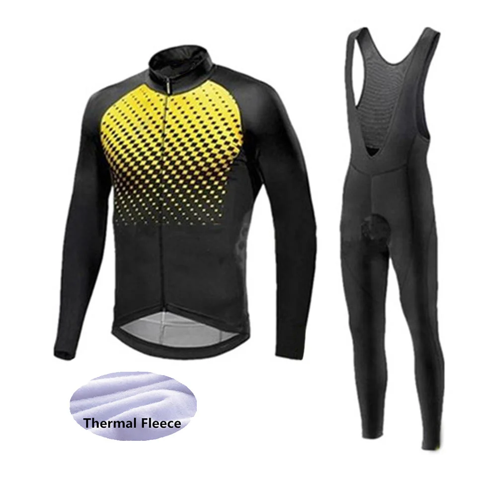 

2025 Winter Thermal Fleece Team Ropa Ciclismo Warm Cycling Clothes Men Jersey Suit Outdoor Riding Bike MTB Bib Pants Set