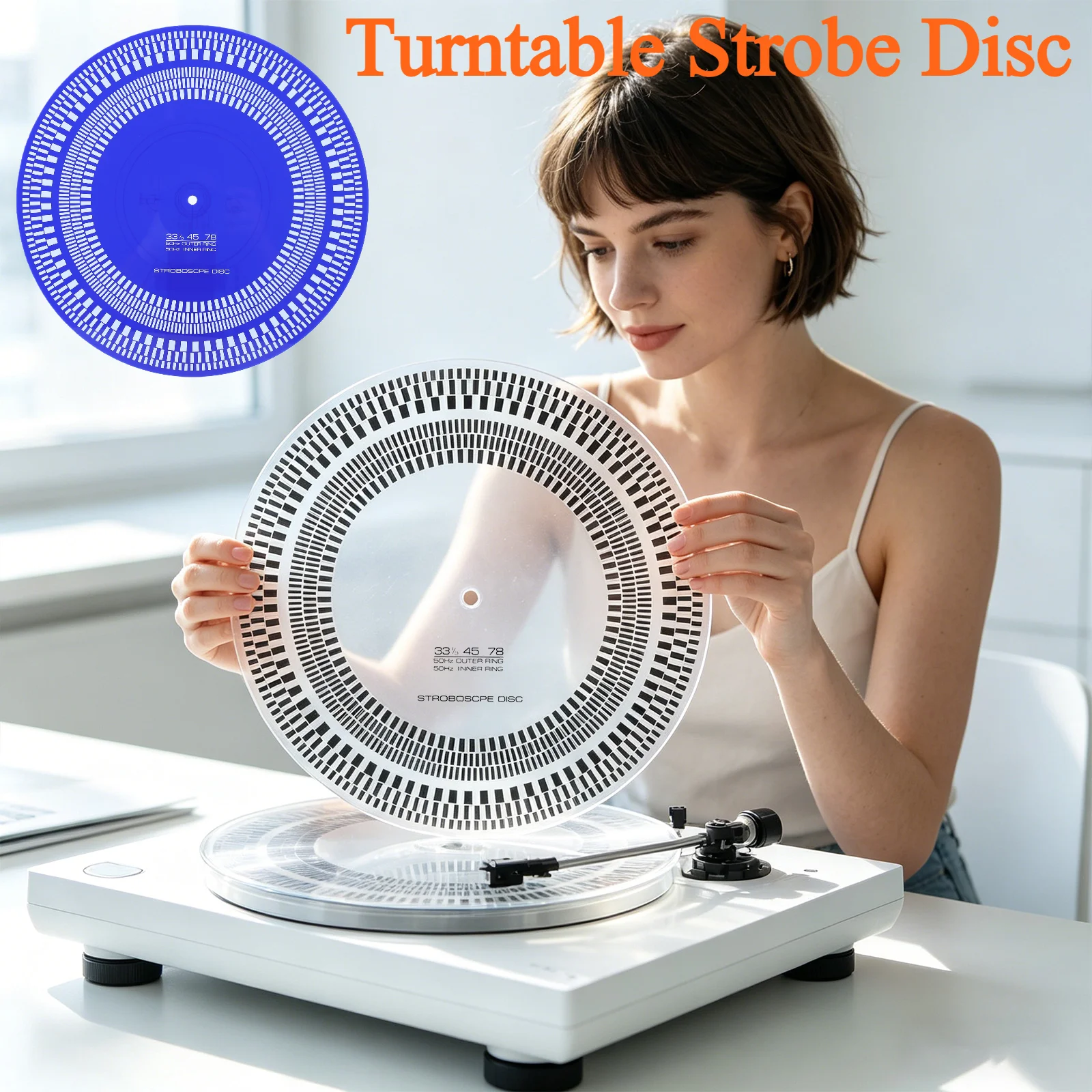 Turntable Strobe Disc 11.81 in X 3mm LP Turntables Calibration Disc Double Sided 33/45/78 RPM for Record Player Testing Speeds