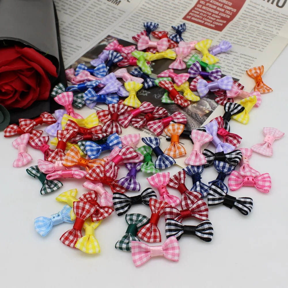 50 or 100pcs 15mm-30mm Small Satin Ribbon Bow Satin Ribbon Bowknot Ribbon Bow Flower Tie Appliques Scrapbooking Crafts Wedding