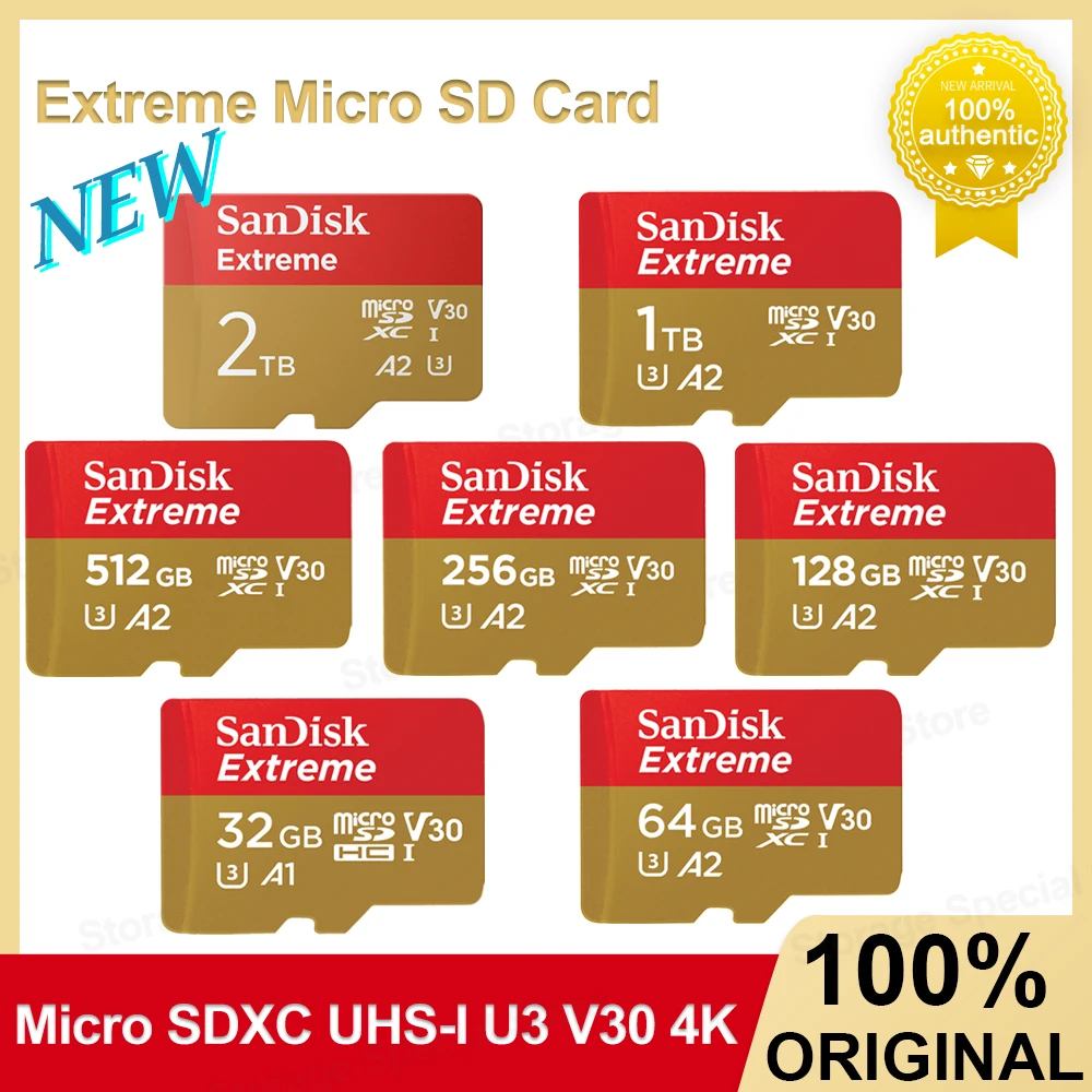 Micro SD Card Memory Card Extreme UHS-I Class10 U3 V30 4K 5K A2 Micro TF Cards for Nintendo Switch Camera DJI Trans Flash Card