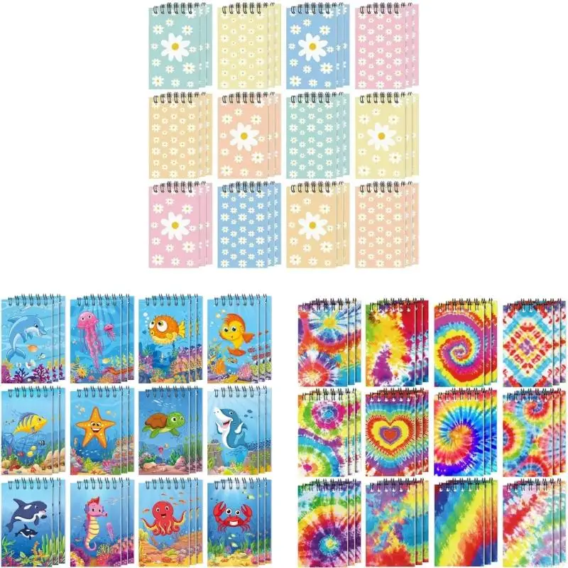 W89C 12pcs Twin Coil Binding Notepbook 30 -страничный карманный блокнот маленький ноутбук для написания рисования.