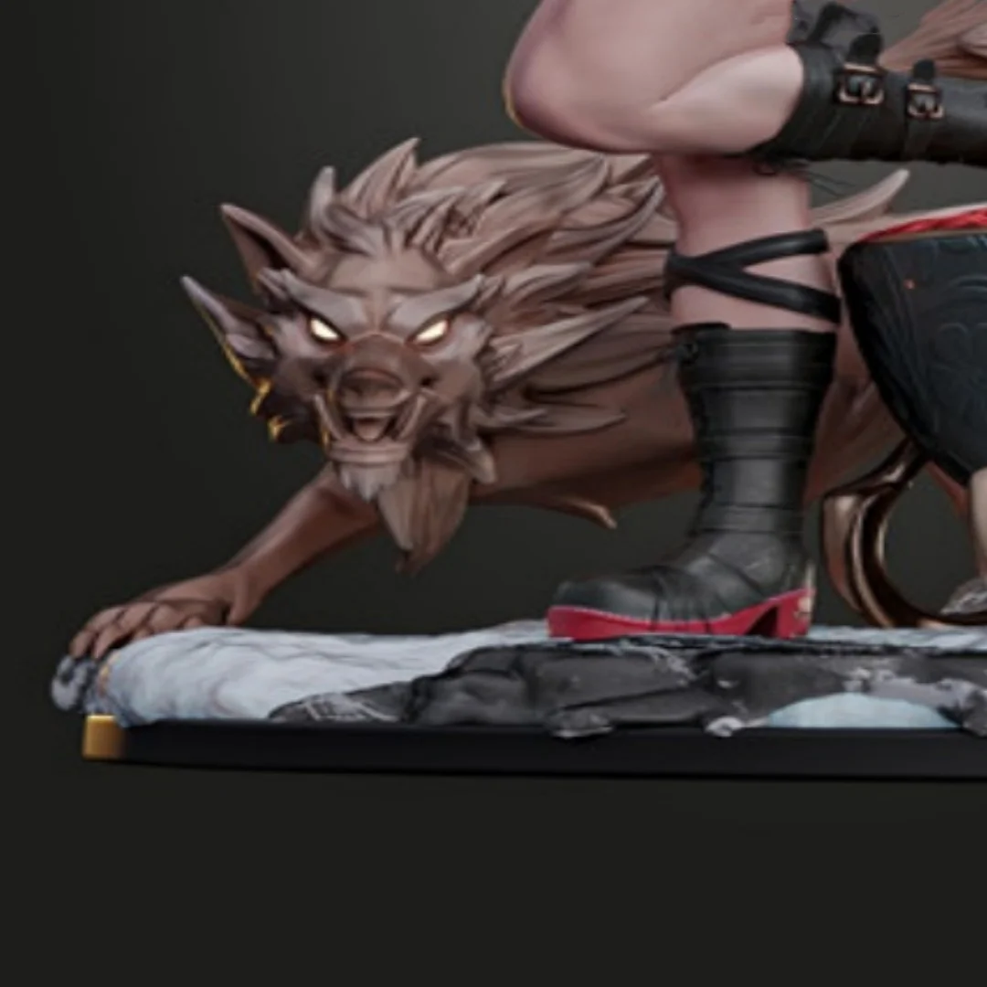 

1/24 Scale 75mm height Resin Figure Sled Girl and Wolf Nsfw Model Kit Unassembled and Unpainted 3D printing DIY toy 1085